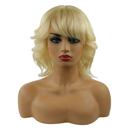 Hot Loyered Loose Wave Human Hairstyle Capless Women Wig 12 Inches