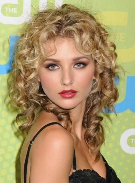 Human Hair 16 Inches Curly Blonde Hair Full Lace Wigs