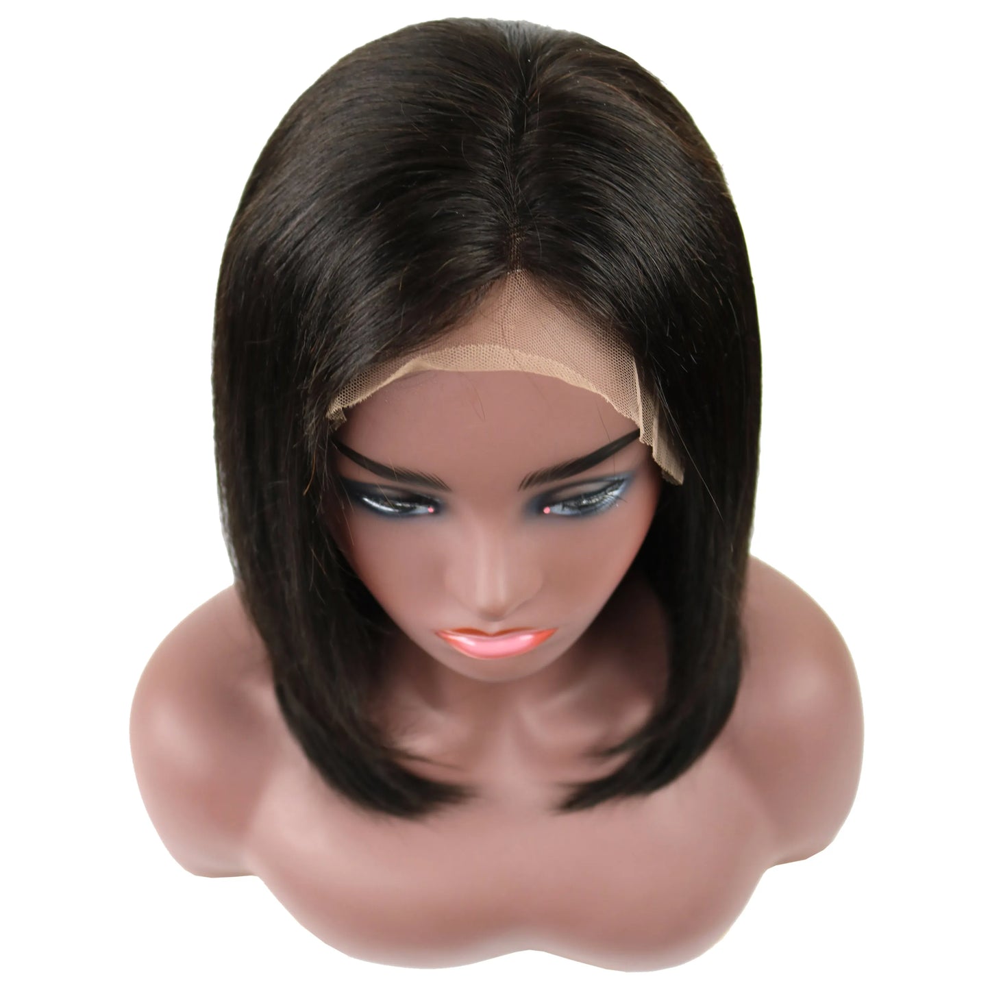 Mid-Length Straight Human Hair Lace Front Wigs 14 Inches