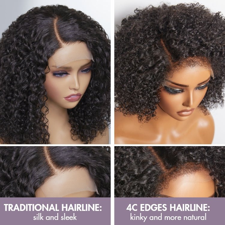 12" Natural Looking Kinky Curly Wigs with Baby Hair