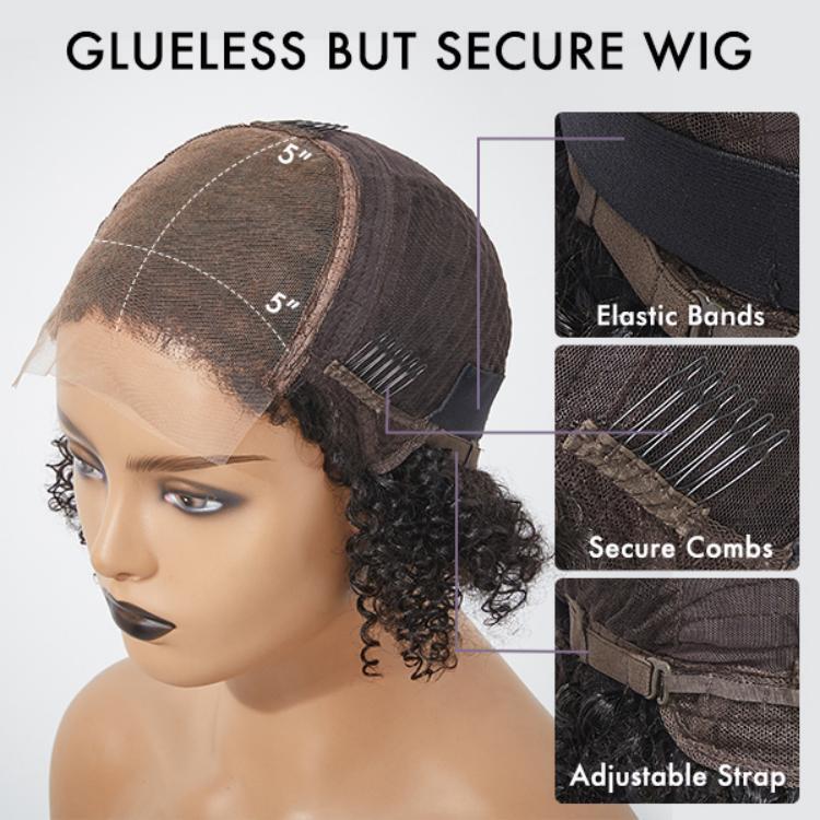 12" Natural Looking Kinky Curly Wigs with Baby Hair