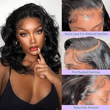 13x4 Body Wave HD Lace Front Wigs Human Hair Glueless Bob Wigs