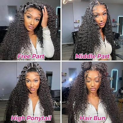 13x4 Glueless Deep Wave Lace Front Human Hair Wig for Black Women