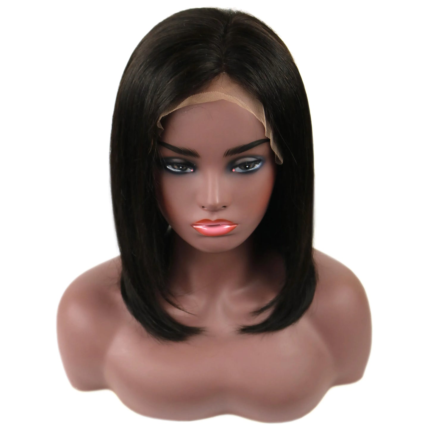 Mid-Length Straight Human Hair Lace Front Wigs 14 Inches