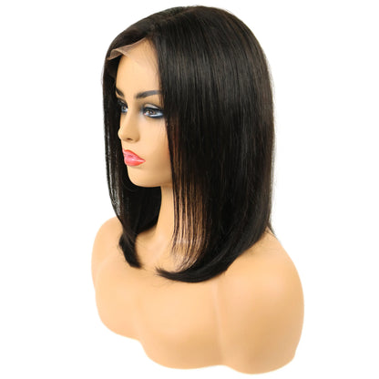 Mid-Length Straight Human Hair Lace Front Wigs 14 Inches