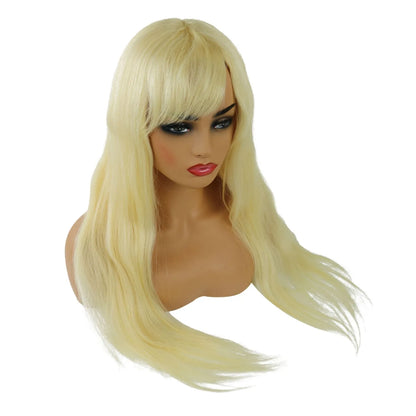 Long Loose Straight With Bangs 100% Human Hair Capless 24 Inches Wigs