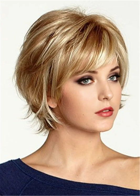 Short Choppy Layered Wavy Synthetic Hair Capless Wig