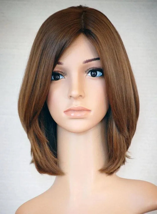 New Arrival Elegant Attractive Hairstyle Medium Straight 10 Inches Brown 100% RemyHuman Hair Lace Wig