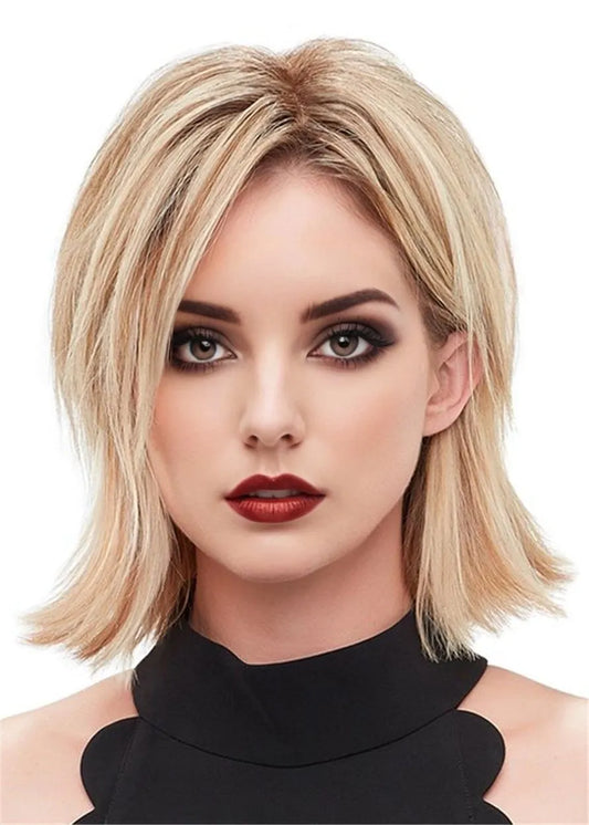 Long Bob Hairstyle Straight Synthetic Hair Capless Wigs 14 Inches