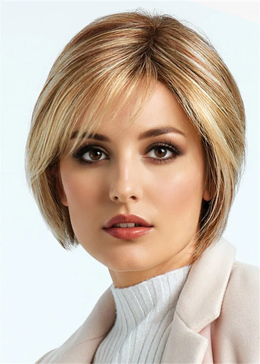 Short Bob Hair Cut Synthetic Hair Lace Front Wig 12 Inches