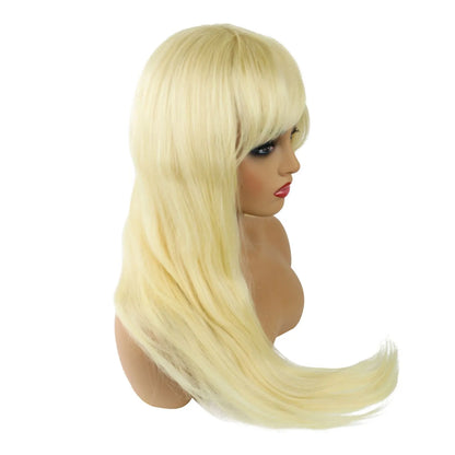 Long Loose Straight With Bangs 100% Human Hair Capless 24 Inches Wigs