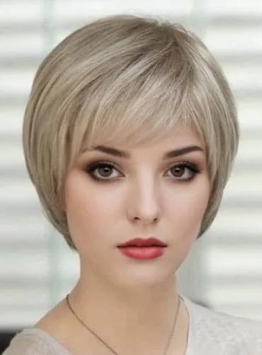 Carefree Short Straight Capless Human Hair Wig 8 Inches