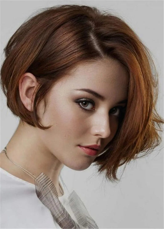 Cute Bob Hair Styles Human Wavy Hair Women Wig 14 Inches