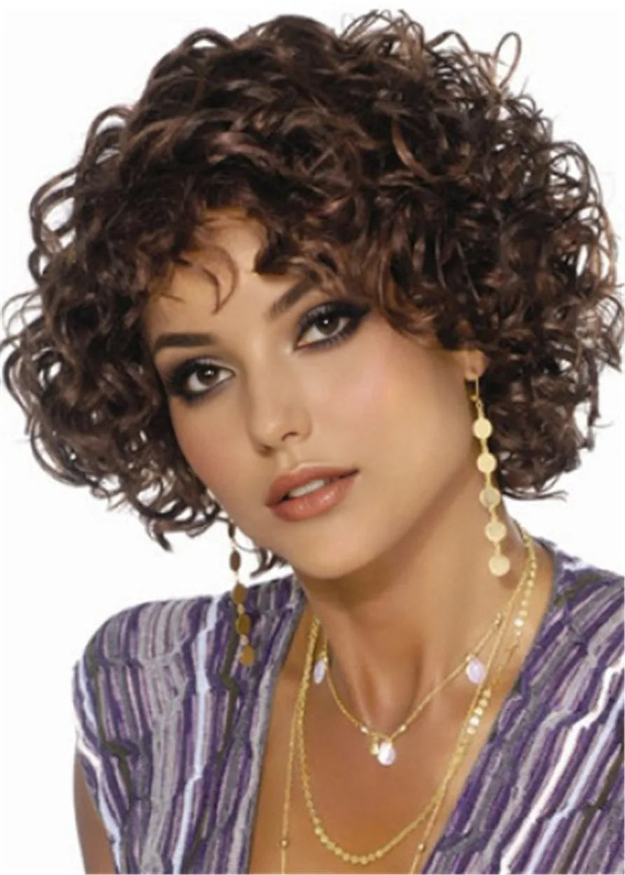 Short Bob Curly Synthetic Hair African American Capless Wig