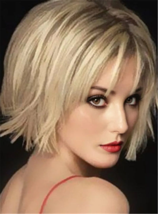 Hot Sale Short Straight Bob Hairstyle Capless Synthetic Wig 12 Inches