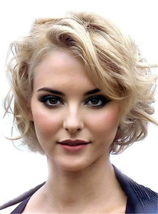 Graceful Short Feathered Pixie Haircut with Wispy Bangs Lace Front Synthetic Hair Wig 10 Inches