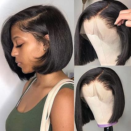 8 Inch Short Bob Wig Human Hair HD Lace Front Wigs For Black Women Side Part Glueless Pre Plucked Frontal Bob Wig