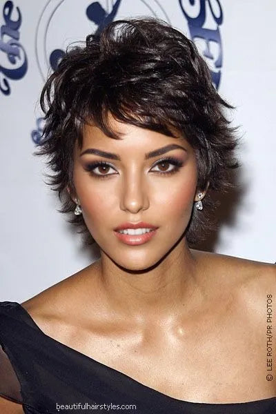 Halle Berry Layered Short Pixie Style Human Hair Full Lace Wigs 8 Inches