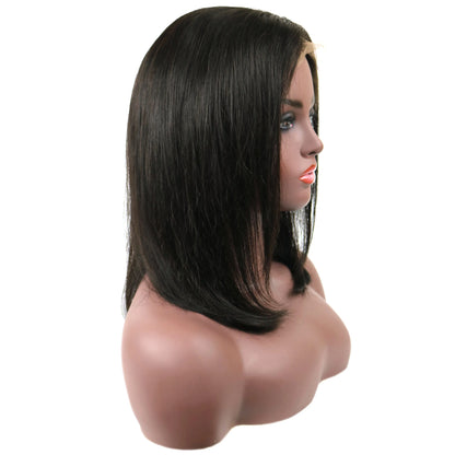 Mid-Length Straight Human Hair Lace Front Wigs 14 Inches