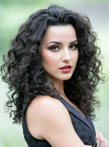 Beautiful Attractive 150% Heavy Hair Density Long Curly Black 100% Indian Human Hair Lace Wig 20 Inches