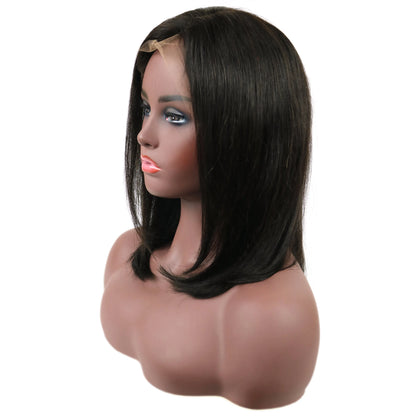 Mid-Length Straight Human Hair Lace Front Wigs 14 Inches