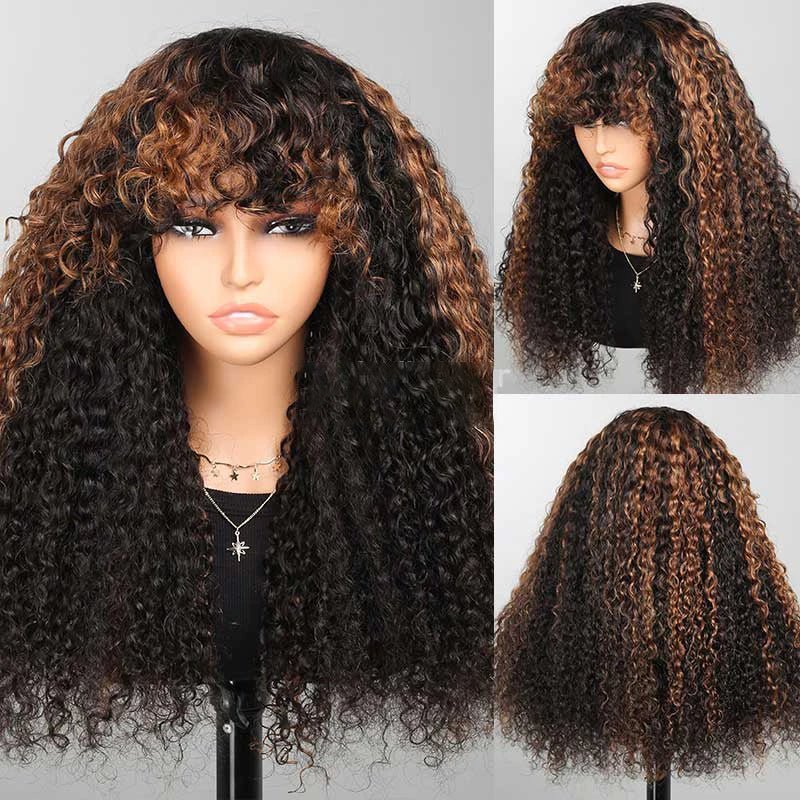 Afro Kinky Curly Wig With Bangs