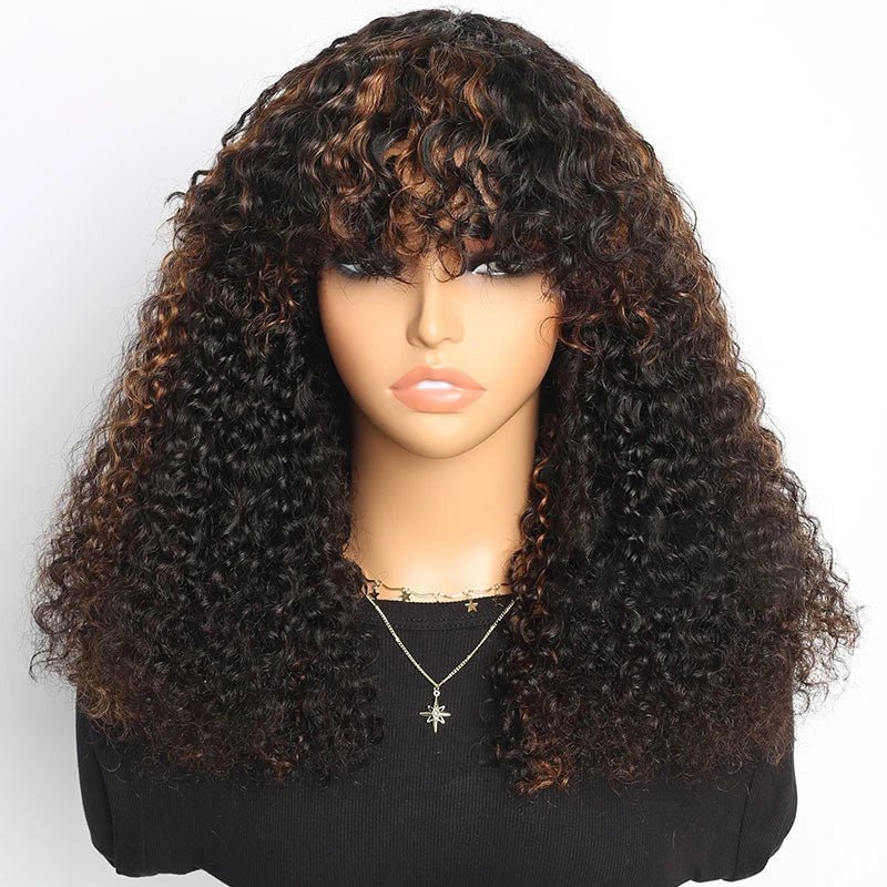 Afro Kinky Curly Wig With Bangs