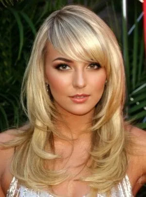 New Layered 100% Human Hair Charming Long Straight 18 Inches Unique Style Graceful Blonde Wig