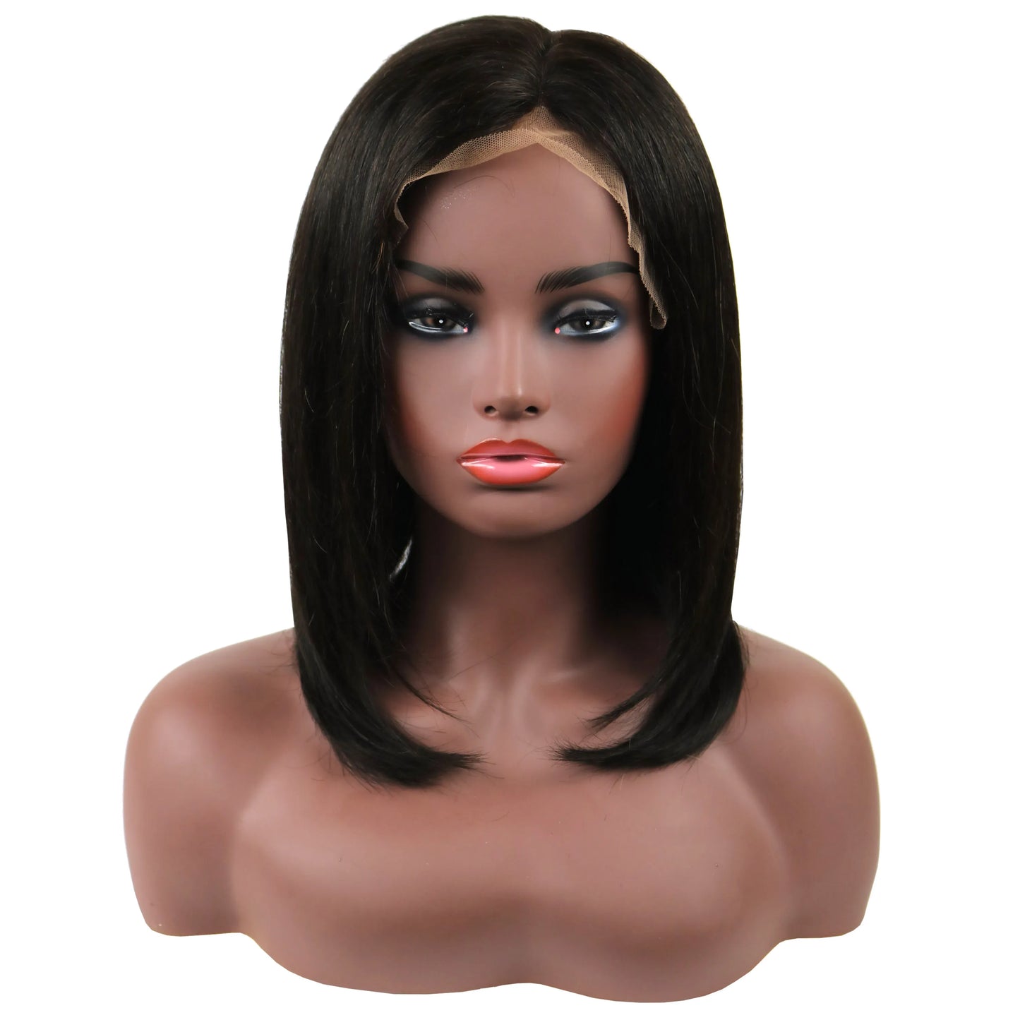 Mid-Length Straight Human Hair Lace Front Wigs 14 Inches