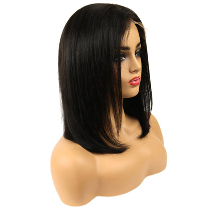 Mid-Length Straight Human Hair Lace Front Wigs 14 Inches