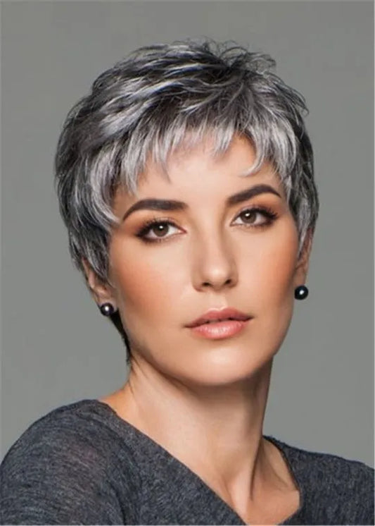 Short Choppy Layered Human Hair Lace Front Cap Wigs