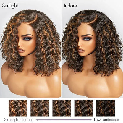 Casual Blonde Highlights Curly Lace Wigs