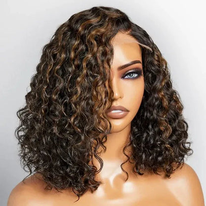 Casual Blonde Highlights Curly Lace Wigs