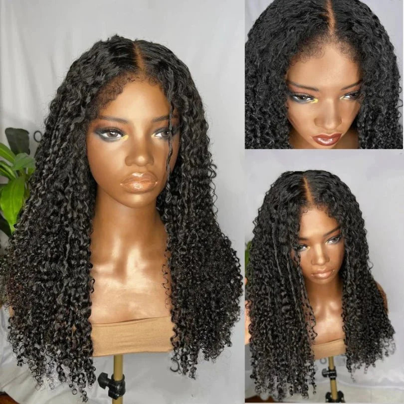 Comfortable Kinky Edges Afro Curly Long Wig with Baby Hair