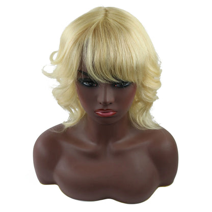 Hot Loyered Loose Wave Human Hairstyle Capless Women Wig 12 Inches