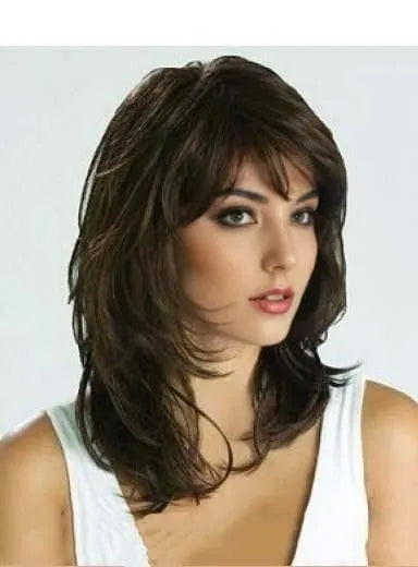 Medium Wavy Layered Cut Synthetic Capless Wigs