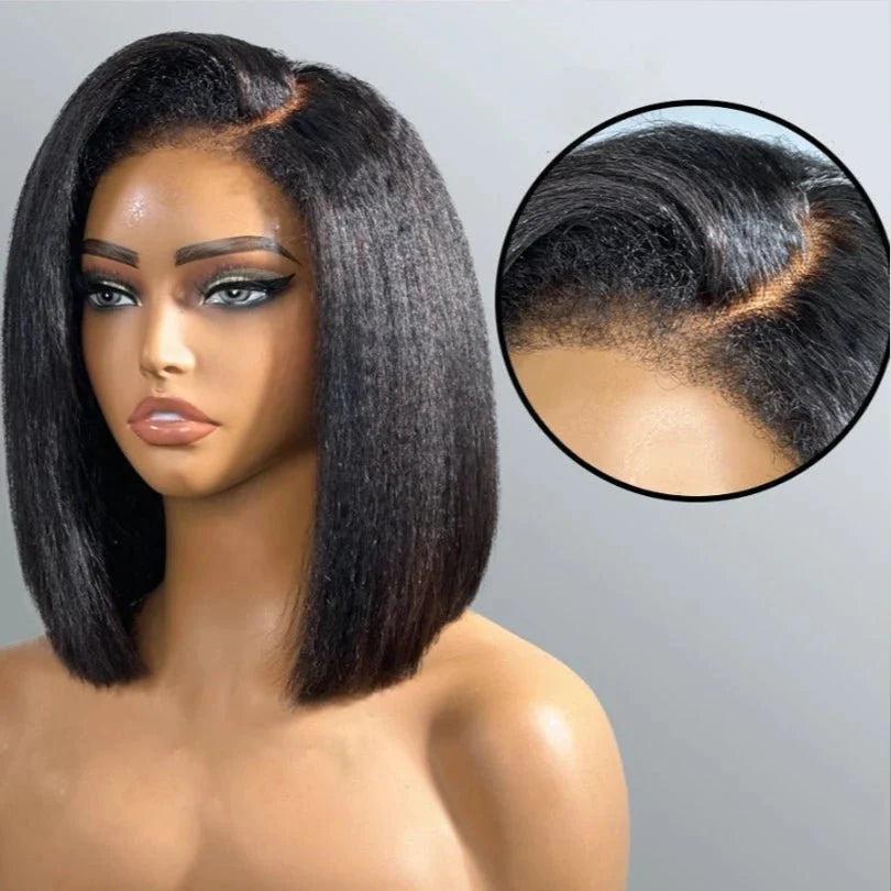 Easily Care Kinky Straight Bob Wigs