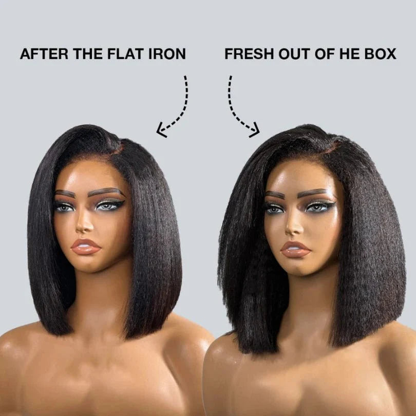 Easily Care Kinky Straight Bob Wigs