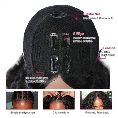 Easily Care V Part Bob Wigs Human Hair