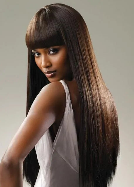 Long Straight Full Bang Synthetic Capless Wigs