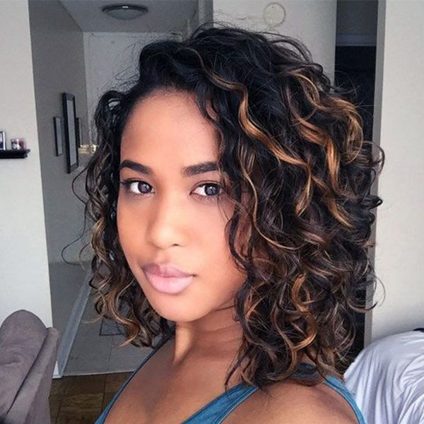 Glueless Curly Blonde Highlight Lace Front Short Bob Wig Human Hair