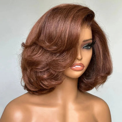 Layered Short Cut Lace Wigs in Brown