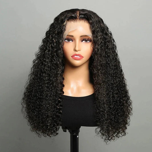 Mid-part Jerry Curly Wigs Women's High Quality Human Hair