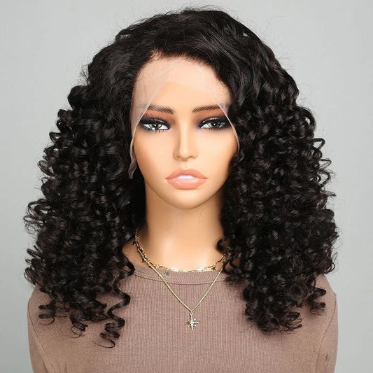 Natural Black Lace Front Fumi Curly Wavy Wigs