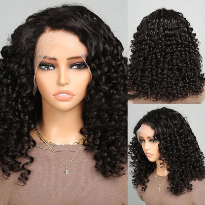 Natural Black Lace Front Fumi Curly Wavy Wigs