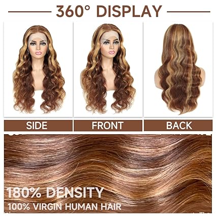 Ombre Lace Front Wig Human Hair 13x4 4/27 Highlight Lace Front Wig Human Hair Honey Blonde Wig