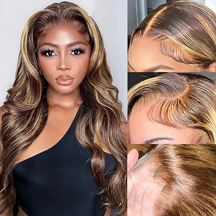 Ombre Lace Front Wig Human Hair 13x4 4/27 Highlight Lace Front Wig Human Hair Honey Blonde Wig