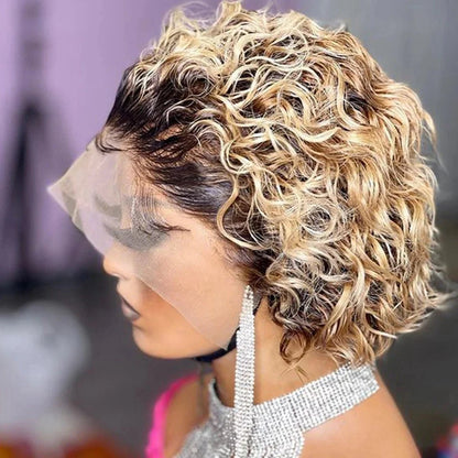 Pixie Cut Curly Short Bob Perücken 100 % Echthaar Perücken