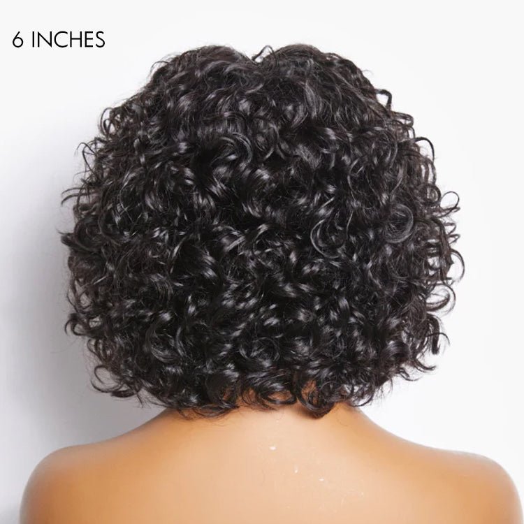 Short Cut Water Wave Wigs with Curly Bangs