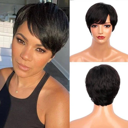 Short Pixie Cut Human Hair with Bangs